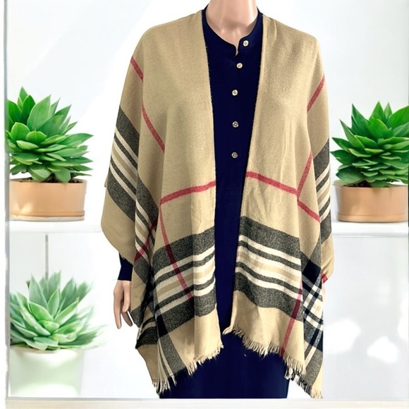 Charter Club Lightweight Border Plaid Poncho from Macy's - Picture 4 of 16